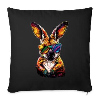 Wallaby Australia Outback Wild Sweet Kangaroo - Sofa pillowcase 17,3'' x 17,3'' (45 x 45 cm) - black - Front