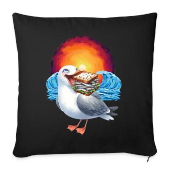 Sandwidsch Hareng Poisson Mouette Maritime - Housse de coussin décorative 45 x 45 cm - noir - Devant