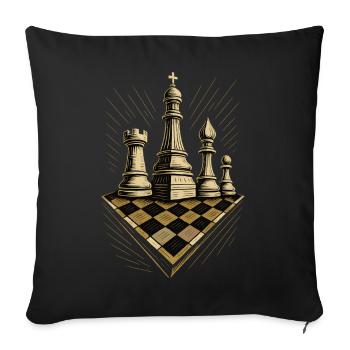Joueur d’échecs Jeu de société Pièces d’échecs - Housse de coussin décorative 45 x 45 cm - noir - Devant