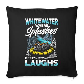 Wildwasser Abenteuer: Wo Spritzer auf Lachen - Sofakissenbezug 45 x 45 cm - Schwarz - Vorne