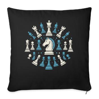 Passionnés d’échecs Cercle De Pièces Chevalier - Housse de coussin décorative 45 x 45 cm - noir - Devant