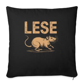 Leseratte – Bücherwurm & Lesezeichen-Fan - Sofakissenbezug 45 x 45 cm - Schwarz - Vorne