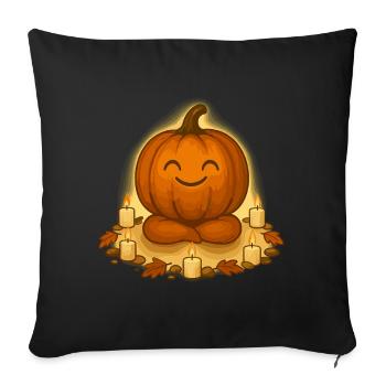 Citrouille méditative dans un cercle de bougies - Housse de coussin décorative 45 x 45 cm - noir - Devant