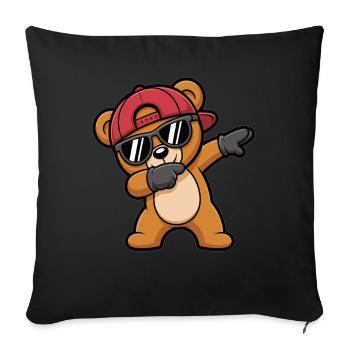 Ours à tamponner avec capuchon – Cool Kids Motif - Housse de coussin décorative 45 x 45 cm - noir - Devant