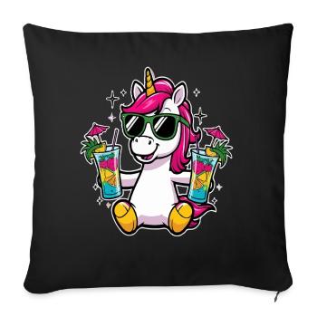 Licorne Cocktail Alcool Fête Célébrations Vacances Enterrement de vie de garçon - Housse de coussin décorative 45 x 45 cm - noir - Devant
