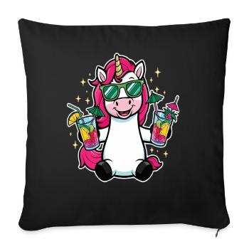 Licorne Cocktail Alcool Fête Célébrations Vacances Enterrement de vie de garçon - Housse de coussin décorative 45 x 45 cm - noir - Devant