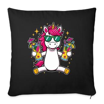 Licorne Cocktail Alcool Fête Célébrations Vacances Enterrement de vie de garçon - Housse de coussin décorative 45 x 45 cm - noir - Devant