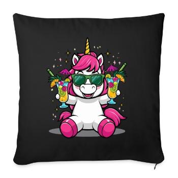 Licorne Cocktail Alcool Fête Célébrations Vacances Enterrement de vie de garçon - Housse de coussin décorative 45 x 45 cm - noir - Devant
