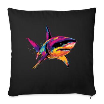 requin requin tigre requin plongeur requins mignons grand requin blanc - Housse de coussin décorative 45 x 45 cm - noir - Devant