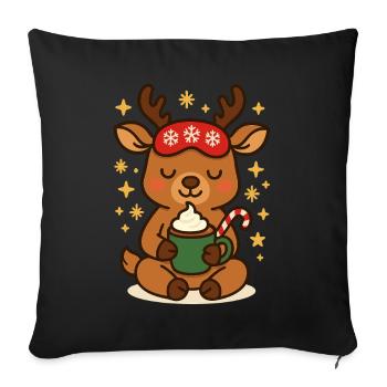 Sweet Reindeer with Cocoa Christmas - Sofa pillowcase 17,3'' x 17,3'' (45 x 45 cm) - black - Front