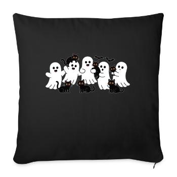 Ghost & Cat – Halloween Fun - Sofa pillowcase 17,3'' x 17,3'' (45 x 45 cm) - black - Front