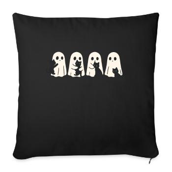 Ghost & Cat – Halloween Fun - Sofa pillowcase 17,3'' x 17,3'' (45 x 45 cm) - black - Front