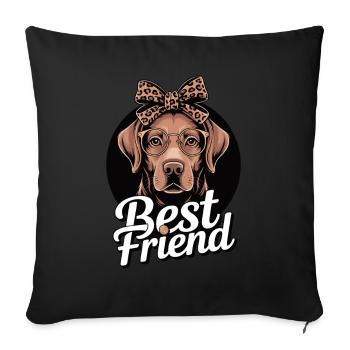 Labrador Best Friend – Labrador Lady - Sofa pillowcase 17,3'' x 17,3'' (45 x 45 cm) - black - Front