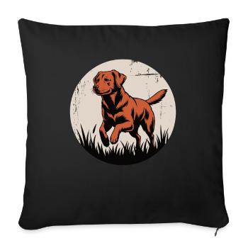 Vintage Labrador – playing in the grass - Sofa pillowcase 17,3'' x 17,3'' (45 x 45 cm) - black - Front