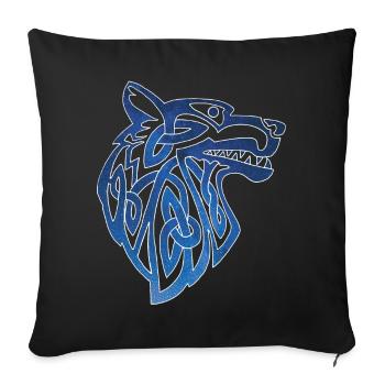 Loup viking et ciel étoilé - Housse de coussin décorative 45 x 45 cm - noir - Devant
