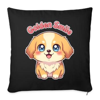 Golden Smile – Kawaii Golden Retriever - Sofa pillowcase 17,3'' x 17,3'' (45 x 45 cm) - black - Front