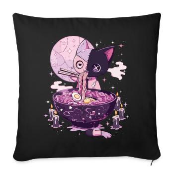 Kawaii Goth Pastel Cat Zombie Ramen - Sofa pillowcase 17,3'' x 17,3'' (45 x 45 cm) - black - Front