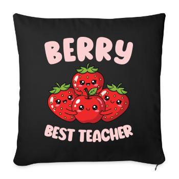 Berry Best Teacher Enseignant du primaire - Housse de coussin décorative 45 x 45 cm - noir - Devant