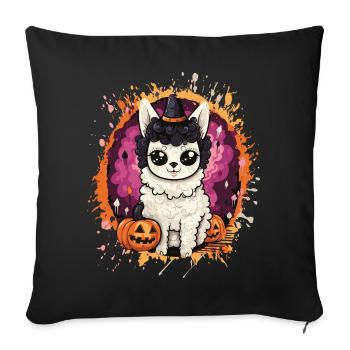 Llama Witch in Halloween Magic - Sofa pillowcase 17,3'' x 17,3'' (45 x 45 cm) - black - Front
