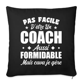 Coach Formidable Idée Cadeau Entraîneur Drôle - Housse de coussin décorative 45 x 45 cm - noir - Devant