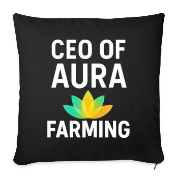 CEO OF AURA FARMING Funny Saying  - Sofa pillowcase 17,3'' x 17,3'' (45 x 45 cm) - black - Front