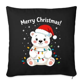 Ours polaire Noël Mignon Joyeux Noël Pôle Nord - Housse de coussin décorative 45 x 45 cm - noir - Devant