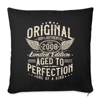 Original_2008_Jahrgang_Geburtstag_Geschenk_Retro - Housse de coussin décorative 45 x 45 cm - noir - Devant