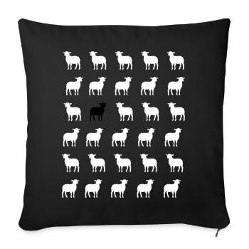 White and black sheep - Sofa pillowcase 17,3'' x 17,3'' (45 x 45 cm) - black - Front