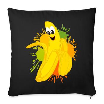 Cheerful banana color explosion - Sofa pillowcase 17,3'' x 17,3'' (45 x 45 cm) - black - Front