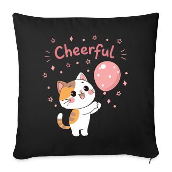 Happy Pink Balloon Kitten - Sofa pillowcase 17,3'' x 17,3'' (45 x 45 cm) - black - Front