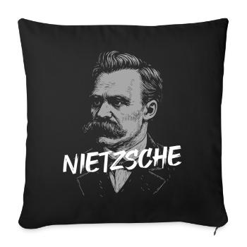 Nietzsche-Philosophenporträt mit fettem Text - Sofakissenbezug 45 x 45 cm - Schwarz - Vorne