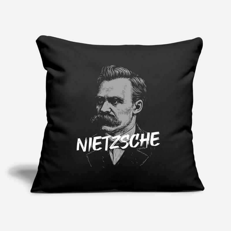 Nietzsche Philosopher Portrait with Bold Text Sofa pillowcase 17,3'' x 17,3'' (45 x 45 cm)