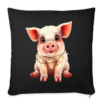 Lustiges Schwein Weihnachten Bauernhoftier süß - Sofakissenbezug 45 x 45 cm - Schwarz - Vorne