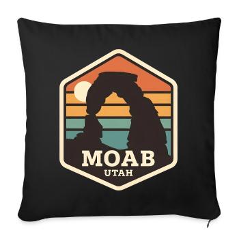 Arche du désert de Moab, Utah, coucher de soleil rétro - Housse de coussin décorative 45 x 45 cm - noir - Devant