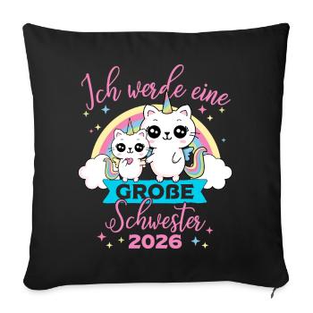 Big Sister 2026 Unicorn Cat Pregnancy - Sofa pillowcase 17,3'' x 17,3'' (45 x 45 cm) - black - Front