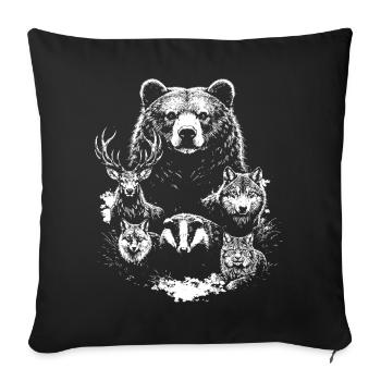 Forest family in black and white - Sofa pillowcase 17,3'' x 17,3'' (45 x 45 cm) - black - Front