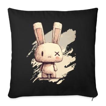 Un lapin mignon aux yeux X - Housse de coussin décorative 45 x 45 cm - noir - Devant