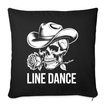 Squelette avec chapeau de cow-boy et rose - Housse de coussin décorative 45 x 45 cm - noir - Devant