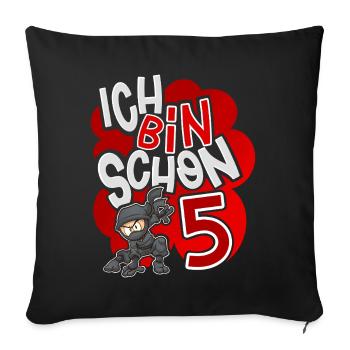 5e anniversaire de Ninja - Housse de coussin décorative 45 x 45 cm - noir - Devant