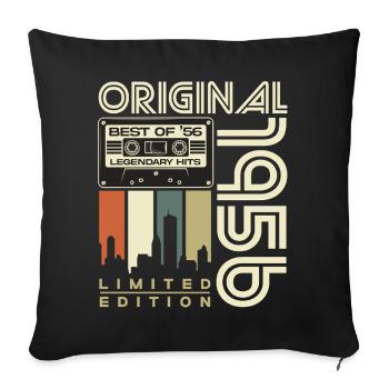Vintage 1956 Né 70e anniversaire Rétro - Housse de coussin décorative 45 x 45 cm - noir - Devant