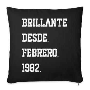 Date de naissance : février 1982 - Housse de coussin décorative 45 x 45 cm - noir - Devant