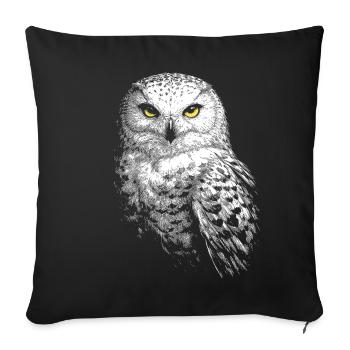 Schneeeule - Sofakissenbezug 45 x 45 cm - Schwarz - Vorne