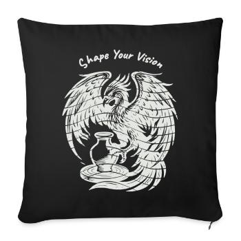 Phoenix Rising – Pure White - Sofa pillowcase 17,3'' x 17,3'' (45 x 45 cm) - black - Front