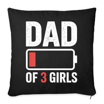 T-shirt Icône de la batterie Papa de trois filles - Housse de coussin décorative 45 x 45 cm - noir - Devant