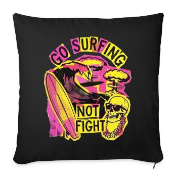 Surf contre la liberté de guerre - Housse de coussin décorative 45 x 45 cm - noir - Devant