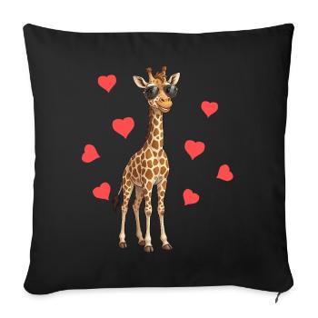 Baby Giraffe Herzen Sommer - Sofakissenbezug 45 x 45 cm - Schwarz - Vorne