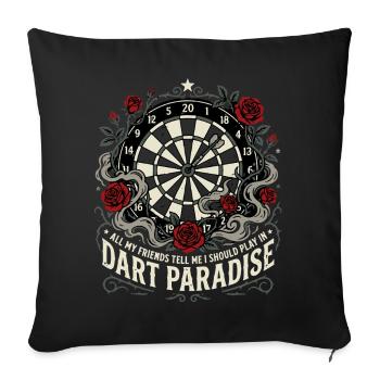 Paradis des fléchettes, T-shirt d’idée-cadeau, Sweat à capuche, Tasse - Housse de coussin décorative 45 x 45 cm - noir - Devant