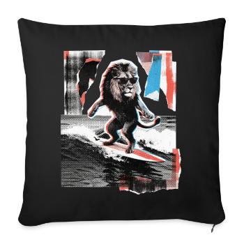 Surfer Löwe - Sofakissenbezug 45 x 45 cm - Schwarz - Vorne