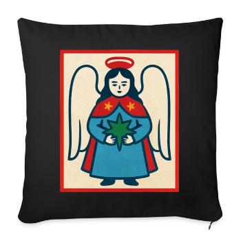 Vintage Angel Emblem Print - Sofa pillowcase 17,3'' x 17,3'' (45 x 45 cm) - black - Front