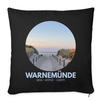 Dünenpfad am Abend am Meer - Sofakissenbezug 45 x 45 cm - Schwarz - Vorne